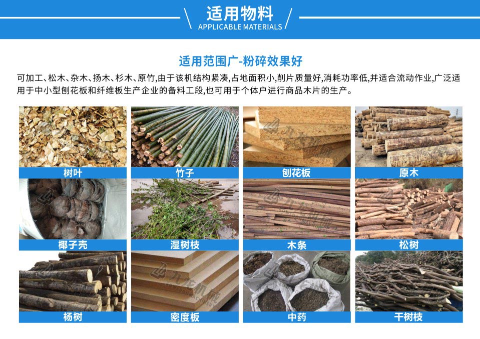 园林树枝粉碎机适用物料